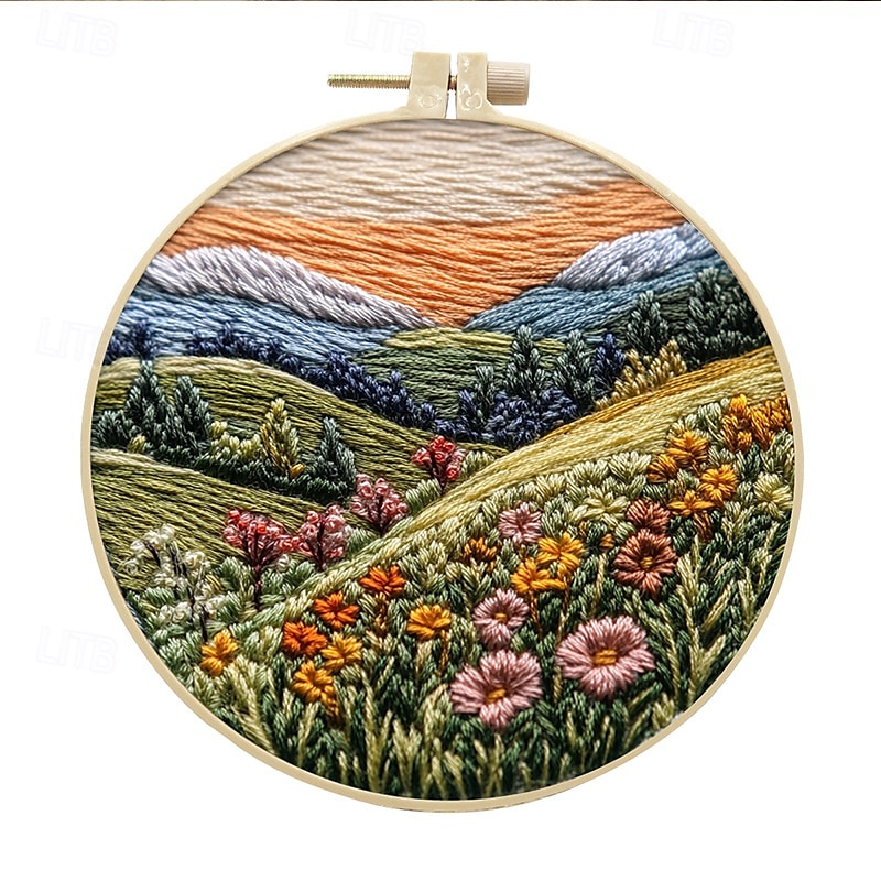Embroidery Kit for Beginners,Cross Stitch Needlepoint Kits for Adults Starter Easy Snowy Mountain Pattern Fabric Hand Crafts,Hoops,Needle,Women DIY Hanging Plants,Sewing Hobby 2025 - $6.49 –P2