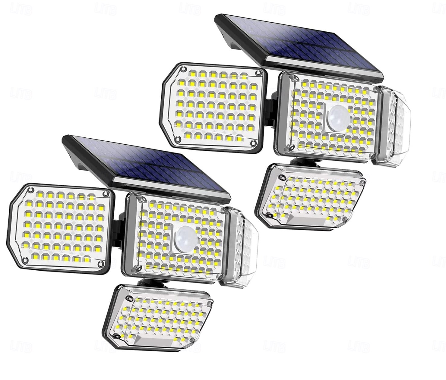 Outdoor Solar Waterproof Wall Lamp - 214 LED Beads Motion Sensor with 4 Adjustable Heads, 340° Wide-Angle for Porch, Balcony, Courtyard, Garden & Garage Lighting 1pc 2025 - $53.99 –P9