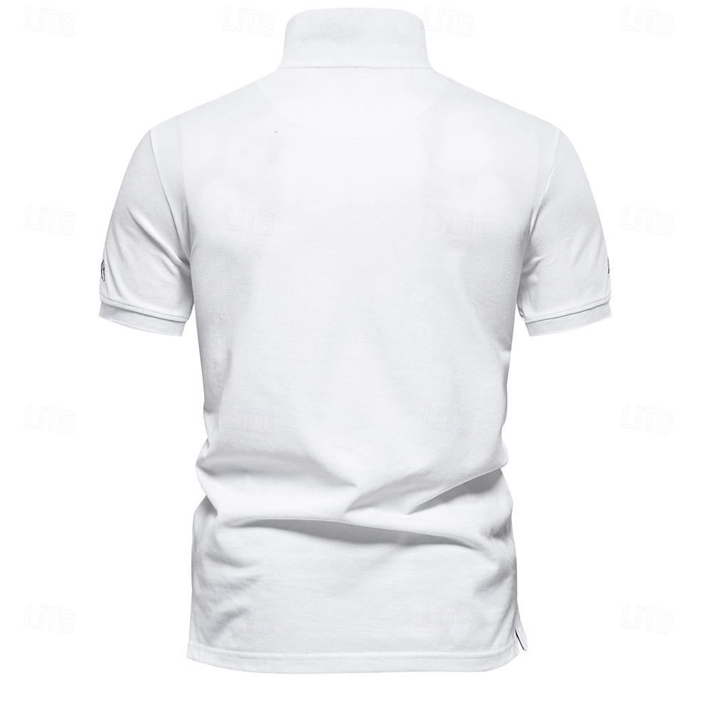Bărbați Polo tricotat Polo de afaceri Oficial Muncă Răsfrânt Manșon scurt Geometric Nasturi Vară Negru Alb Albastru piscină Gri Polo tricotat 2026 - $26.99 –P2