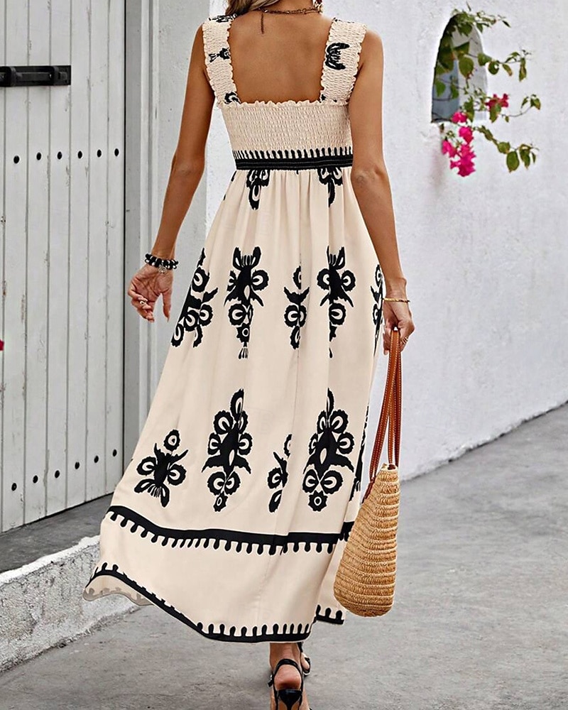 Femme robe longue Robe casual Robe Trapèze Robe d'été robe boheme Bohême Hawaïen mode Vacances du quotidien Rendez-vous Standard Graphic Sans Manches Col Carré Noir Rose Claire Rouge Vert Eté de 2025 ? $23.99 –P6