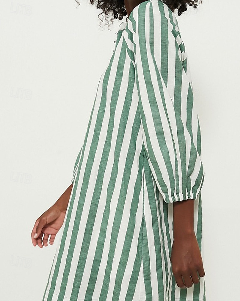 Femme Mini robe Robe chemise Robe casual Robe d'été mode Décontractées Vacances du quotidien Rendez-vous Standard marinière Manches 3/4 Col V Rose Claire Vert Eté Printemps de 2025 ? $24.99 –P3