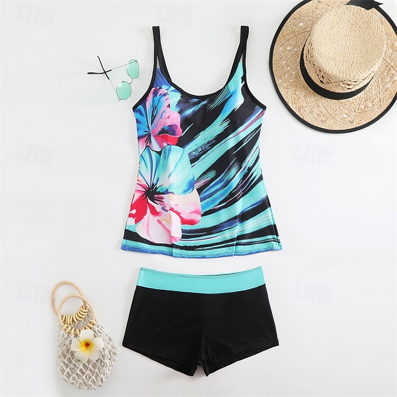Femme Tankini Maillot De Bain Deux Pièces Maillots de Bain Maillots de Bain Jaune Bleu Respirable Séchage rapide Poids Léger Sans Manches - Natation Surf Plage Eté Printemps Grande Taille de 2025 ? $26.99 –P9