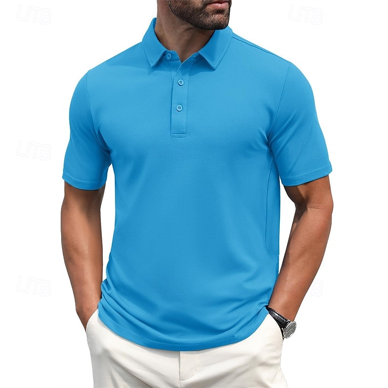 Herren Golfhemd Golf Poloshirts Arbeit Casual Kargen Kurzarm Basic Modern Glatt Knopf Frühling Sommer Regular Fit Hellgelb Wein Pfauenblau Dunkelgrau Schwarz Weiß Golfhemd 2025 - $17.99 –P9