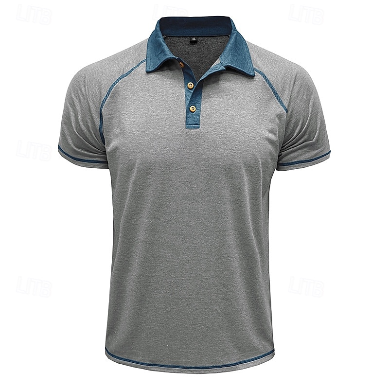 Men's Polo Business Polo Business Casual Lapel Classic Short Sleeve Color Block Embroidered Buttons Summer Spring &  Fall Lake blue Retro Red Dark Gray Black Navy Blue Khaki Polo 2025 - $20.99 –P2