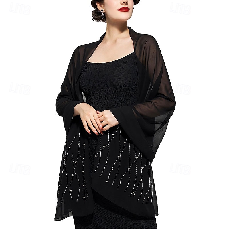 yessa scialli e mantelle con strass da donna per abiti da sera, scialli e mantelle in chiffon con paillettes per matrimoni, scialle e sciarpa formali del 2025 a $24.99 –P1