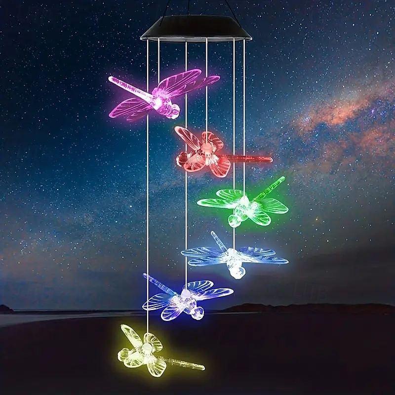 solenergi vindklokker led utendørs strenglys 6led flerfarget engel kolibri ugle sommerfugl form eventyrlys 2026 - $20.99 –P11