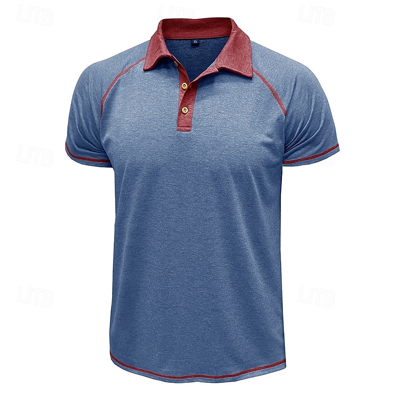 Men's Polo Business Polo Business Casual Lapel Classic Short Sleeve Color Block Embroidered Buttons Summer Spring &  Fall Lake blue Retro Red Dark Gray Black Navy Blue Khaki Polo 2025 - $20.99 –P10
