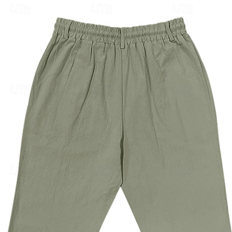 Homens Calças de linho Calças Calça verão Calças de gaze Com Cordão Cintura elástica Perna reta Tecido Conforto Respirável Comprimento total Diário Feriado Praia Férias Moda Branco Azul Céu de 2025 por $25.99 –P4
