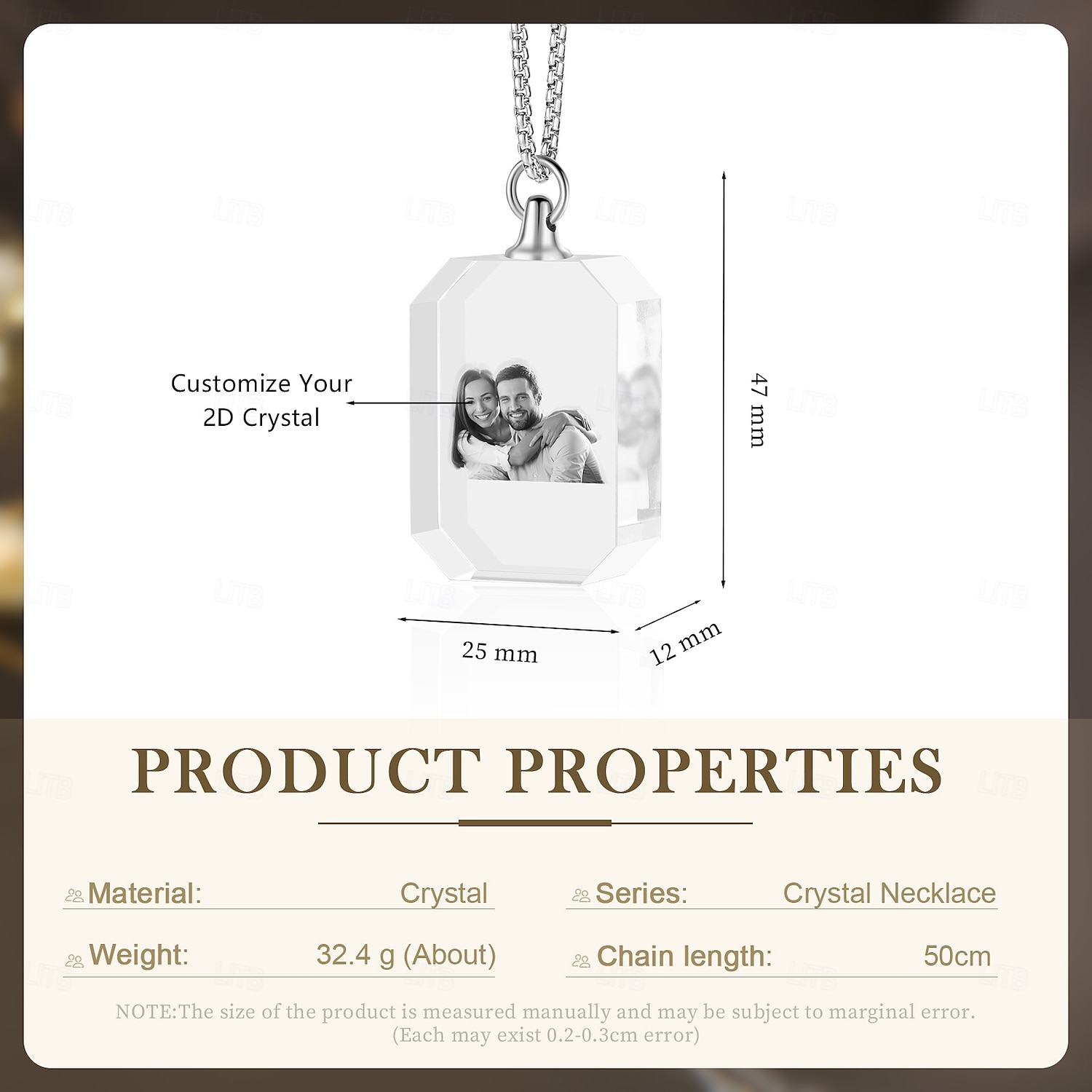 Colier foto cristal personalizat cadou personalizat pentru mamă - Pandantiv în formă de inimă cu poză gravată laser 2D cadou de nuntă cea mai bună idee de cadou bijuterie pentru soție sau prietenă 2025 - $23.99 –P1