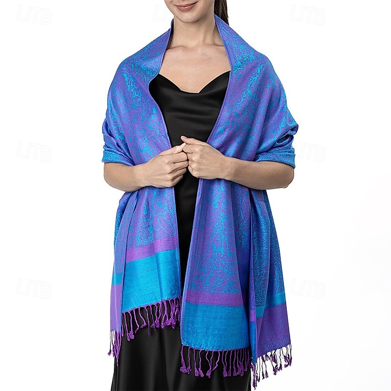 Écharpe châle pashmina en cachemire soyeux Vimate - Écharpe pashmina jacquard double face douce pour femme pour robe de soirée châle de voyage de 2025 ? $26.99 –P28