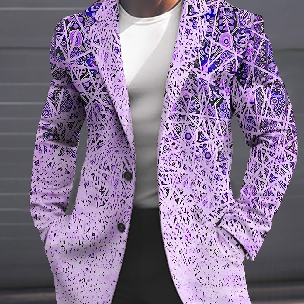 Herr Geometri Vinterkappa Rock Kappa Håller värmen Andningsfunktion Bekväm Mode Streetwear Affär Arbete Klä till Jobbet Utekväll Ficka Mönster Höst vinter Nedvikt Långärmad Gul Rodnande Rosa Blå 2025 - $67.99 –P7