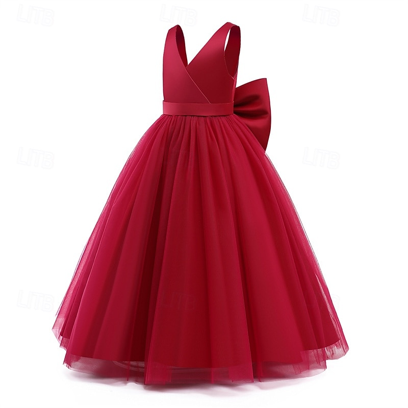 Flower Girl Dress Kid's Girls' Princess Dress Performance Wedding Party Elegant Beautiful Mesh Solid Color Sleeveless V Neck White Pink 4 years+ 2026 - $35.99 –P5