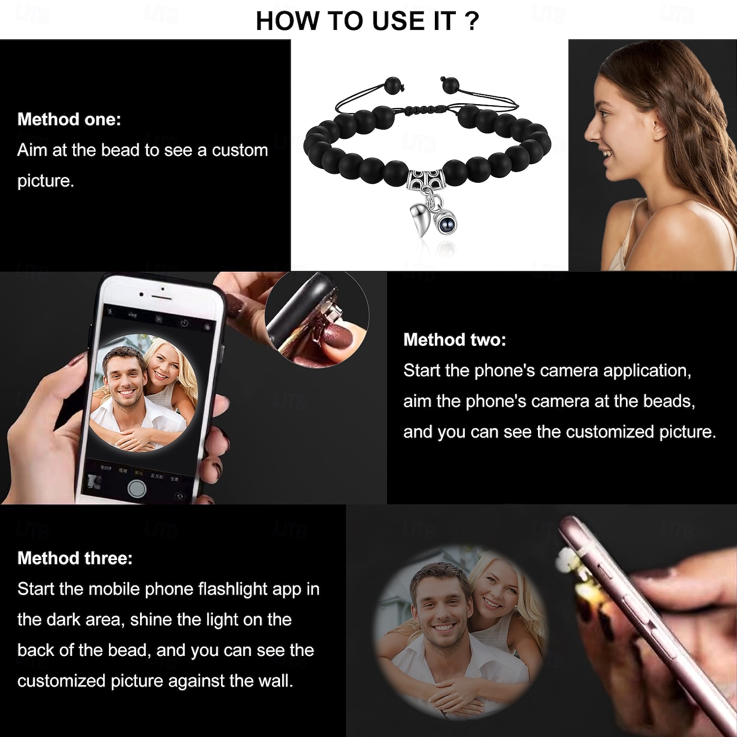Ett Par Anpassade Eleganta Pararmband Anpassad Bröllopsgåva för Par Inbäddade med Projektionsstenar. Armbanden Har Magnetiska Stenar som Gör att De Kan Foga Samman 2025 - $41.99 –P3