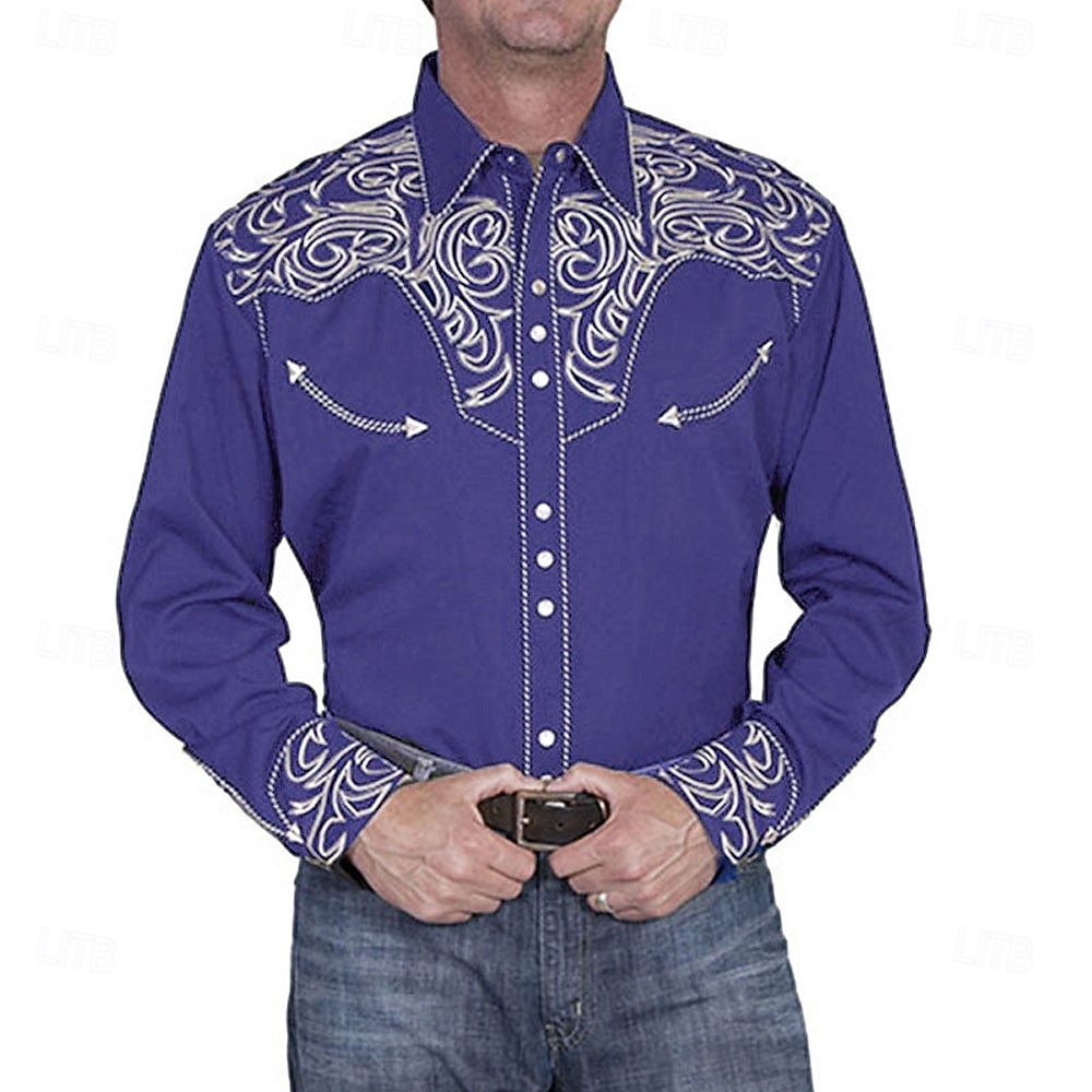 Herren Blumen Grafikdrucke Hemd Westernhemd Cowboy-Shirt Langarm Mode Streetwear Designer Outdoor Täglich Herbst Winter Umlegekragen Druck Button-Down Schwarz Rote Blau Grün 2025 - $26.99 –P3