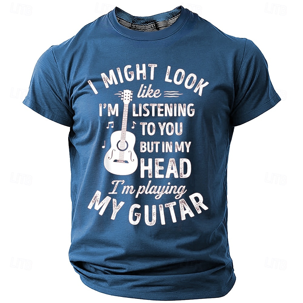 musikk festival Herre Morsom Gitar T skjorte Kortermet T skjorte 3D-utskrift Crew-hals Skjorte Mote Daglig Gate Daglig Svart Blå Oransje Sommer Vår Klær S M L XL XXL XXXL 2025 - $17.99 –P6