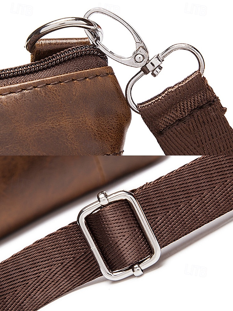 sac à bandoulière vintage marron en cuir véritable pour homme – sac à bandoulière multi-poches pour les voyages, le travail et l'utilisation quotidienne noir marron café de 2025 ? $26.99 –P5