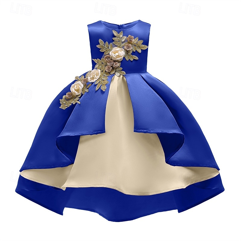 kinderkleidung Mädchen Party Kleid Blume Ärmellos Leistung Geburtstag Schön Süß Polyester Asymmetrisch abendkleider Schaukelkleid A Linie Kleid Sommer 4 Jahre + Champagner Rosa Wein 2025 - $28.99 –P3