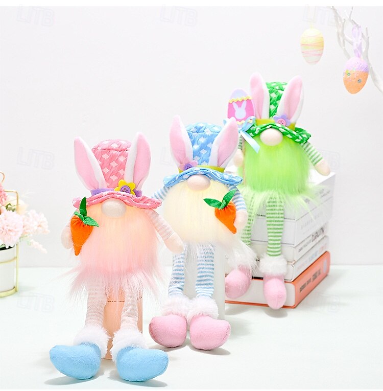 1 Pc Easter Long Leg Rabbit with Light, Faceless Child, Dwarf Doll, Carrot Resurrection Egg, Easter Indoor Party, Restaurant Atmosphere Decoration 2025 - $14.99 –P16