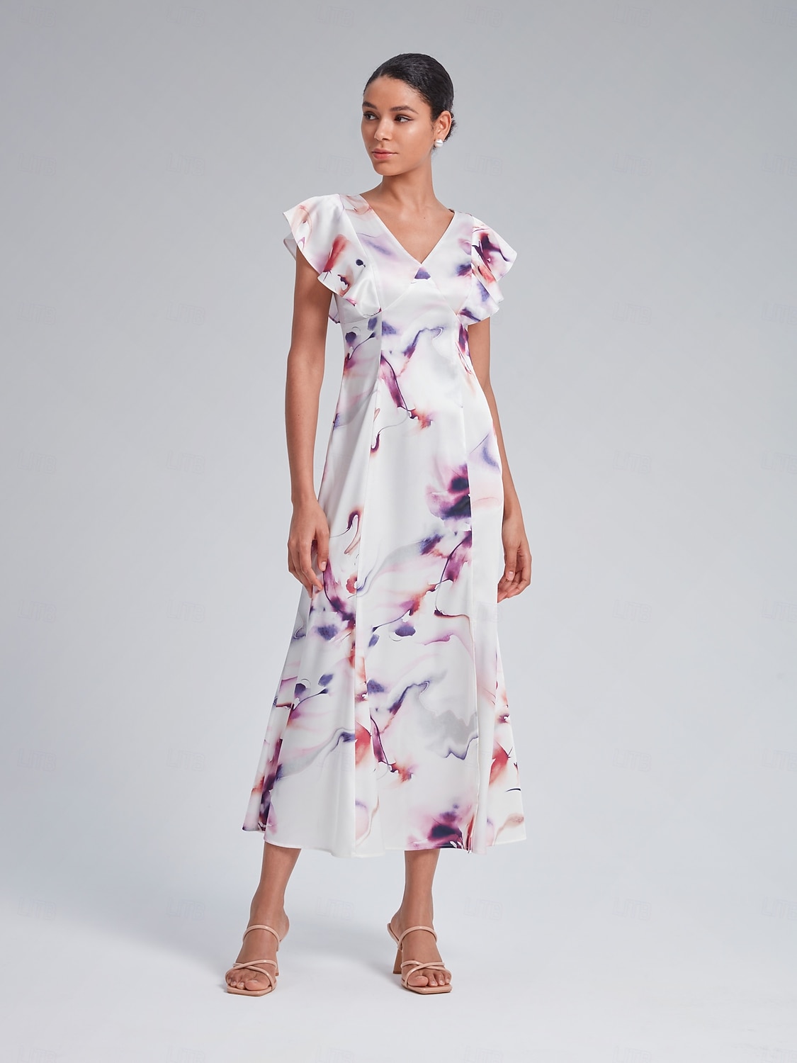 Flutter Sleeve Fitted Midi Dress 2025 - $71.99 –P4