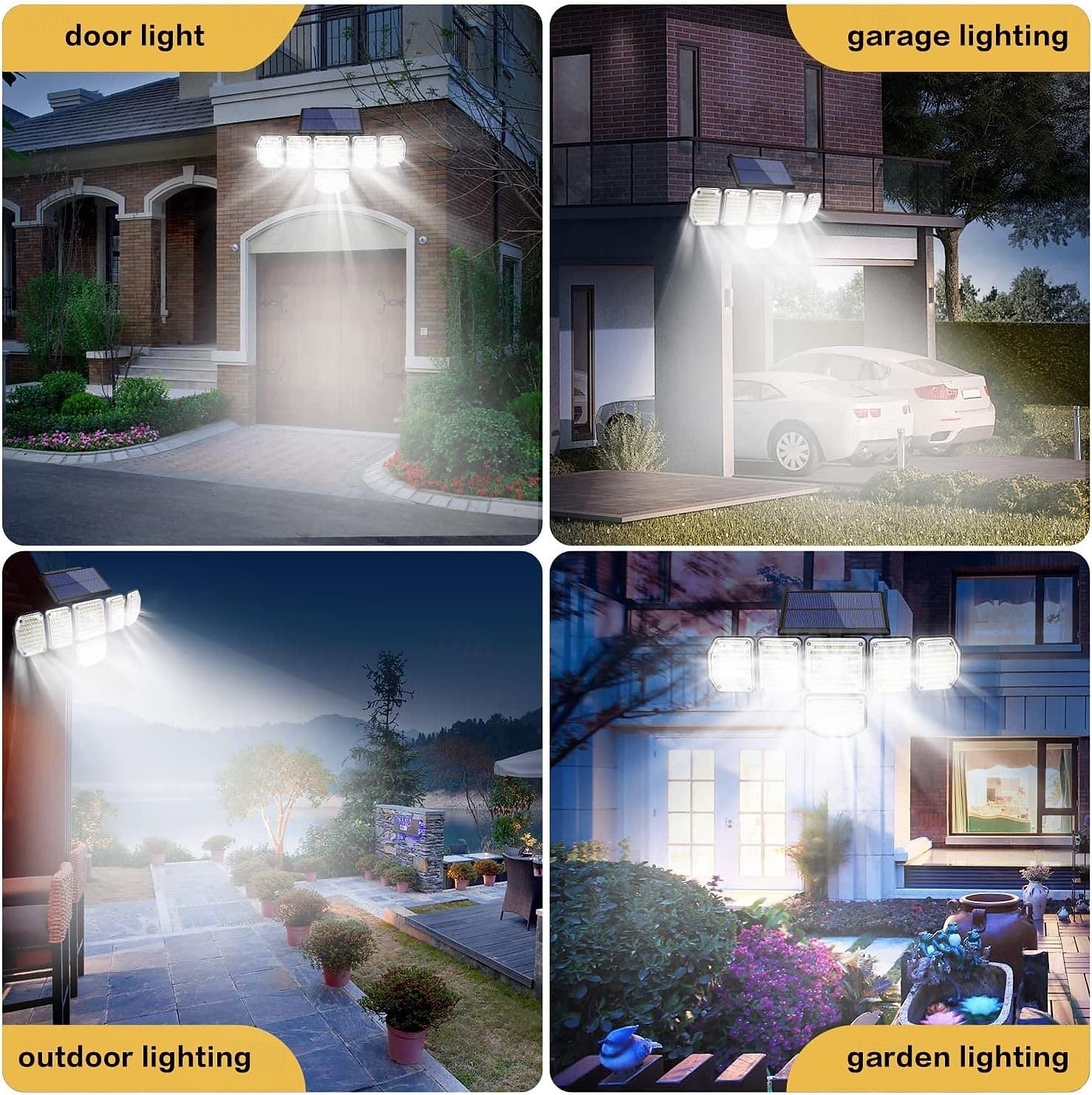 1 шт., уличный водонепроницаемый настенный светильник на солнечных батареях с 6 головками, 256 светодиодных бусин, датчик движения, индукционный светильник для гаража, сада, двора, крыльца, пульт 2026 - $45.99 –P7