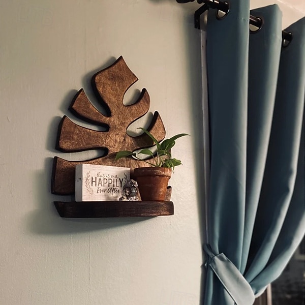 vegghylle, monstera-hylle, plantestativ, veggoppheng, veggkunst, plantedekor, hengende hylle, flytende hylle, veggdekor, valentinsgave 2025 - $23.99 –P2