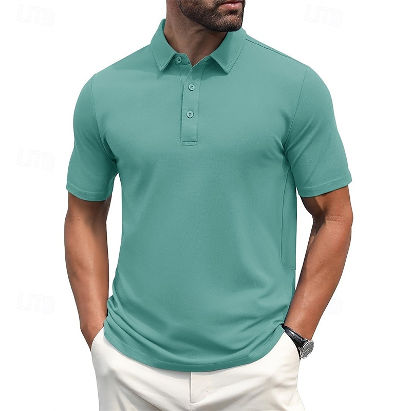 Herren Golfhemd Golf Poloshirts Arbeit Casual Kargen Kurzarm Basic Modern Glatt Knopf Frühling Sommer Regular Fit Hellgelb Wein Pfauenblau Dunkelgrau Schwarz Weiß Golfhemd 2025 - $17.99 –P6