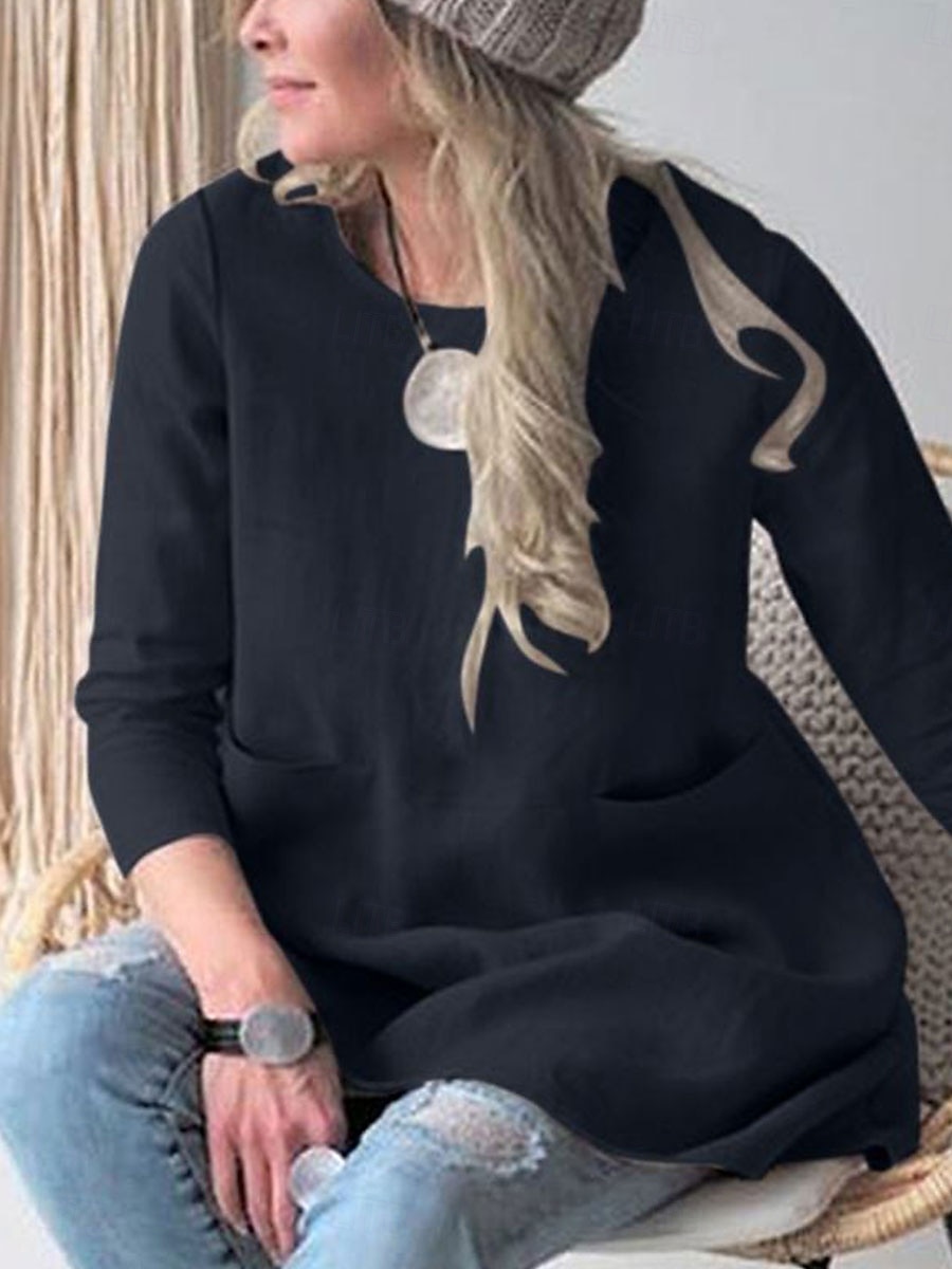 Damen Minikleid Baumwoll-Leinen-Kleider Freizeitkleid Stilvoll Basic Lässig Urlaub Täglich Lässiger Schnitt Einfach Dreiviertelarm Rundhalsausschnitt Grün Khaki Dunkelblau Sommer Frühling Herbst 2025 - $16.99 –P18