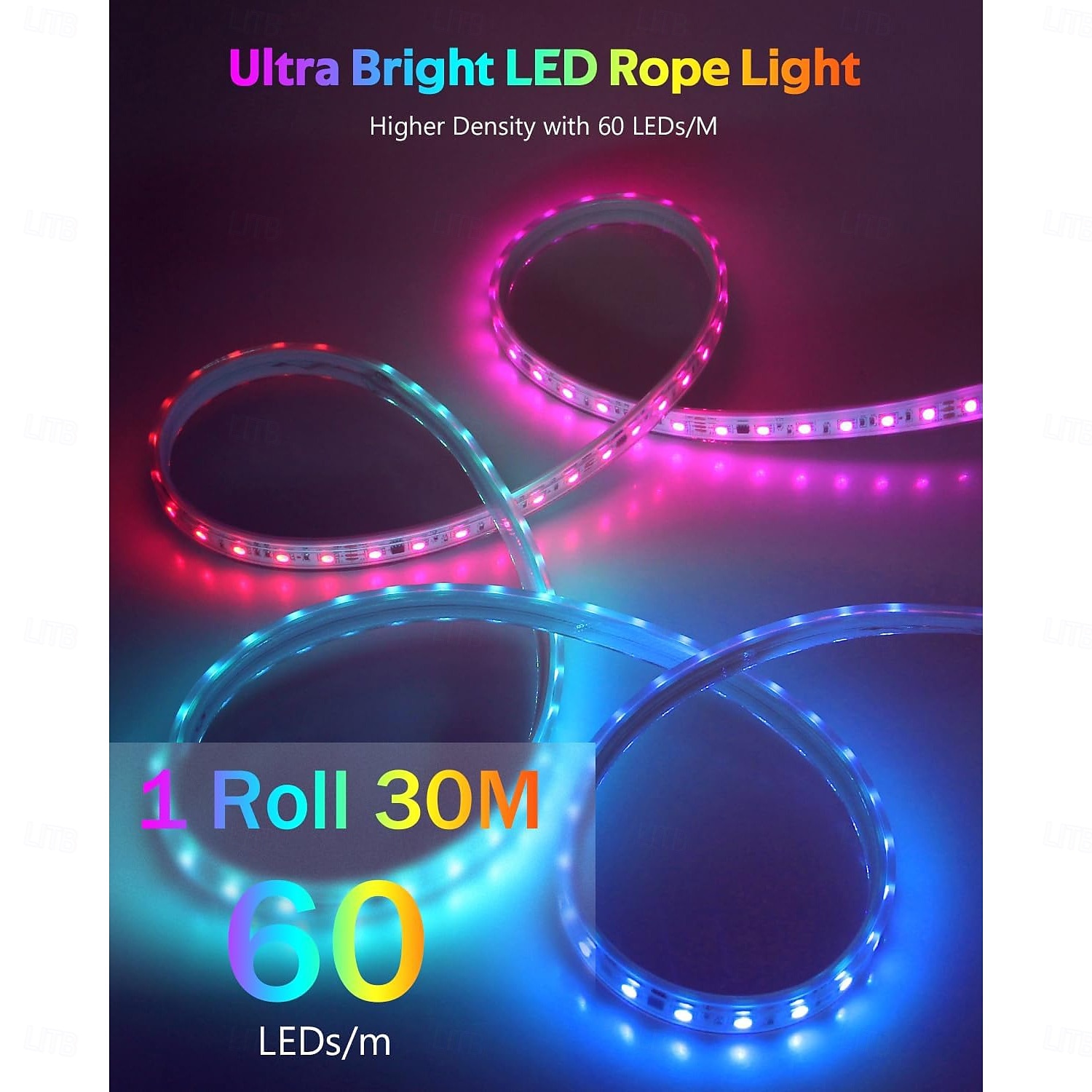 2025年 16-100フィートのスマートRGB IC LEDライトストリップ - 寝室や屋外用のアプリと音楽同期機能付き防水マルチカラーチェイスライト  コレクション – $103.19 –P1