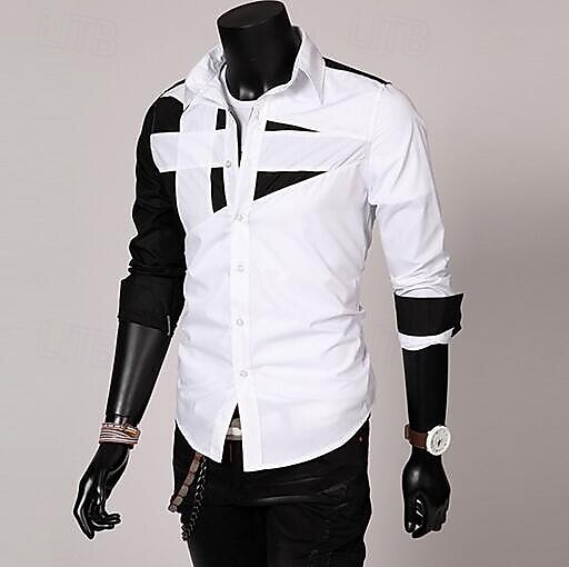 Per uomo Camicie Camicia con colletto Camicia con bottoni Color Block Matrimonio Giornaliero Nero Bianco Rosso Grigio Manica lunga Colletto classico Per tutte le stagioni Abbigliamento del 2025 a $21.99 –P2