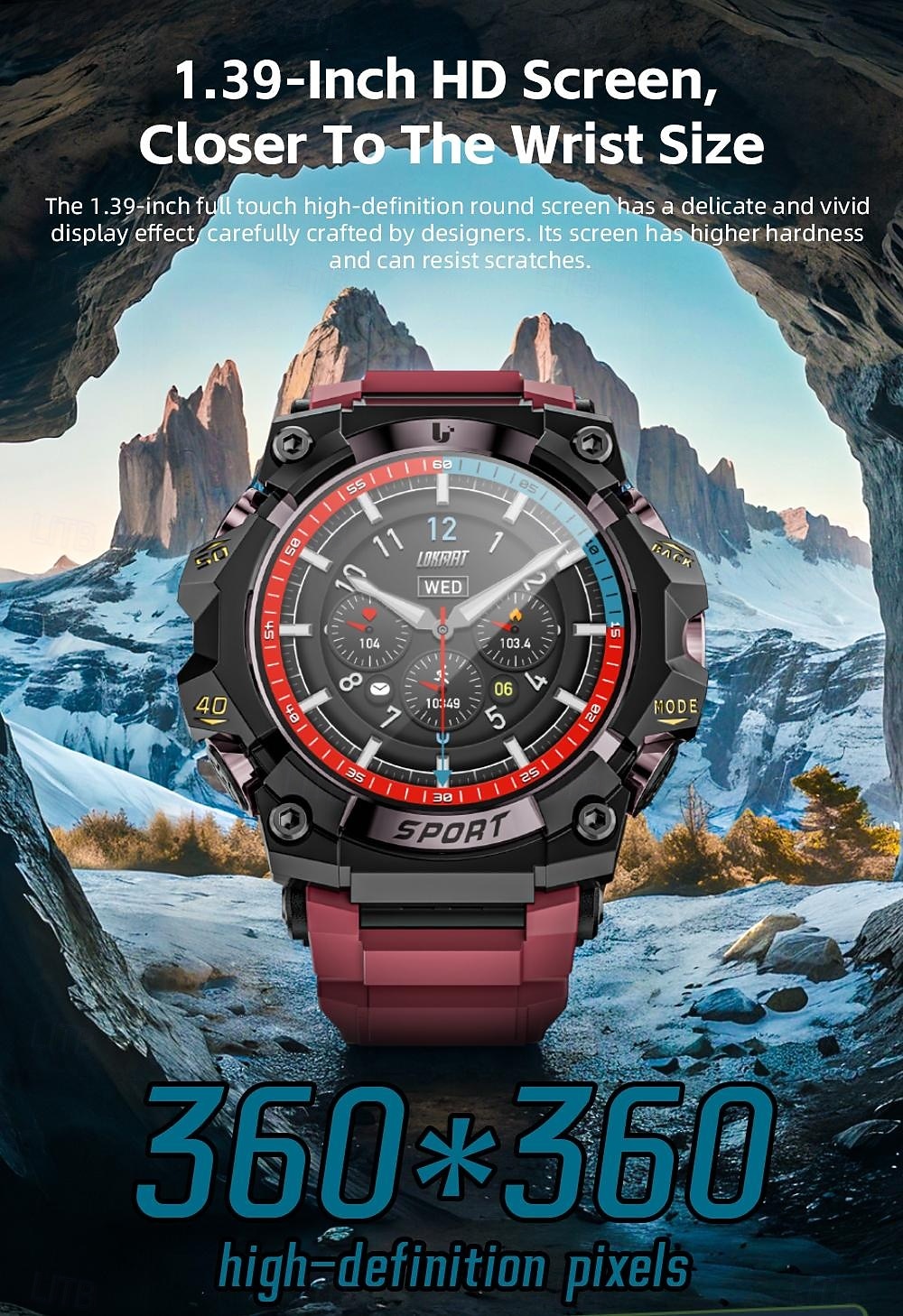 LOKMAT ATTACK 3 PRO Slimme horloge 1.39 inch(es) Smart horloge Bluetooth Stappenteller Gespreksherinnering Slaaptracker Compatibel met: Android iOS Dames Heren Lange stand-by Handsfree bellen 2025 - $46.99 –P4