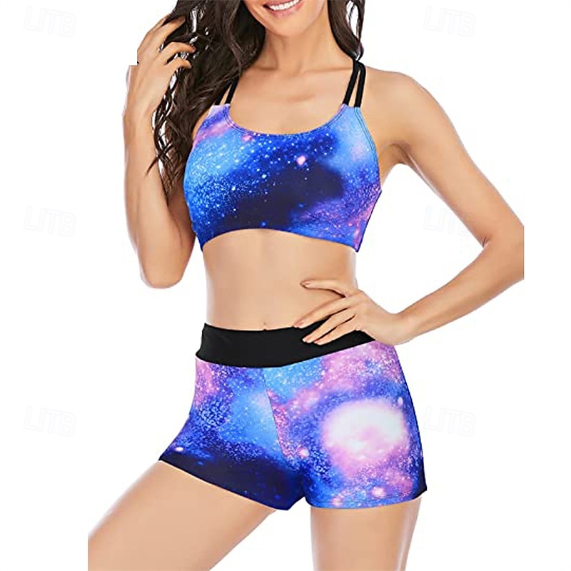 Dames Tankini Tweedelig zwempak Blote rug Kruiselings Zwemkleding Flora Zwemkleding Rood Koningsblauw Ademend Sneldrogend Lichtgewicht Mouwloos - Zwemmen Surfen Strand Zomer Lente 2025 - $15.49 –P10