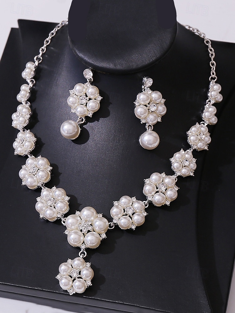 set di gioielli da donna con perle finte e strass: elegante collana e orecchini per matrimoni, feste e occasioni speciali del 2025 a $14.99 –P2