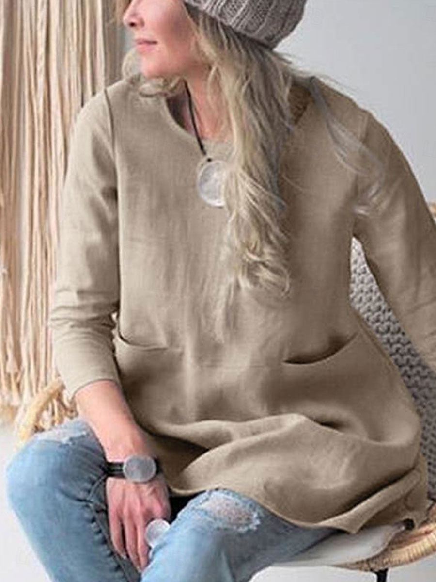 Damen Minikleid Baumwoll-Leinen-Kleider Freizeitkleid Stilvoll Basic Lässig Urlaub Täglich Lässiger Schnitt Einfach Dreiviertelarm Rundhalsausschnitt Grün Khaki Dunkelblau Sommer Frühling Herbst 2025 - $16.99 –P15