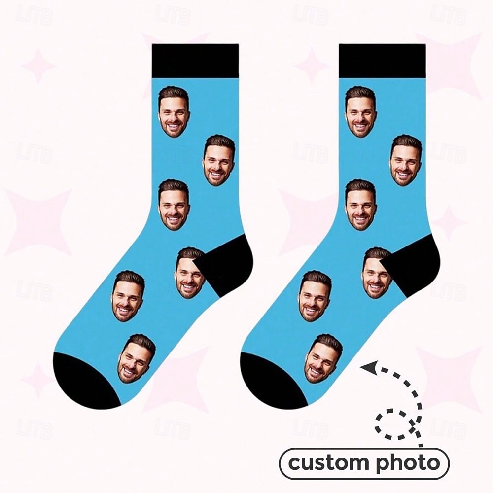  chaussettes à visage personnalisé meilleur cadeau pour papa chaussettes de travail photo pour couple mariage anniversaire Noël amoureux des animaux famille anniversaire de 2025 ? $15.49 –P4