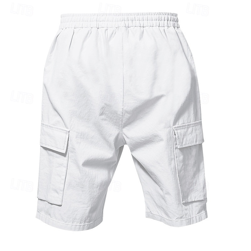 Men's Linen Shorts Summer Shorts Beach Shorts Pocket Drawstring Elastic Waist Plain Comfort Breathable Short Vacation Holiday Beach Hawaiian Boho Black White 2025 - $18.99 –P7