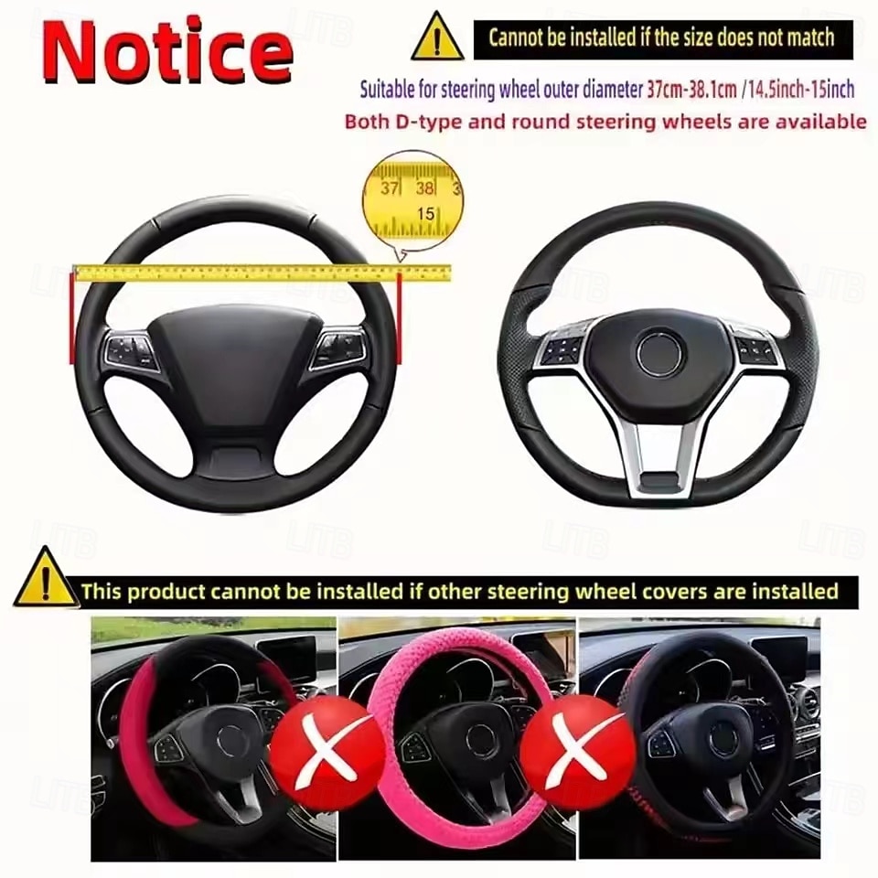 1PCS Car Steering Wheel Cover Fiber Leather Double Circle Without Inner Ring Elastic Band Handle Cover Wear-Resistant Embossed 2026 - $9.99 –P2