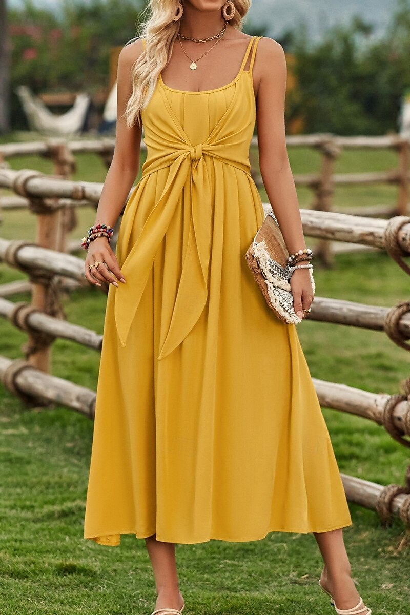 Per donna Vestito maxi Abito casual Abito linea A Abito sottoveste Moda Essenziale Informale Da mare Giornaliero Standard Liscio Senza maniche A V Giallo Verde Estate Primavera del 2025 a $33.99 –P3