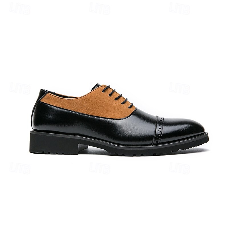 chaussures richelieu en similicuir noir et beige pour hommes – chaussures habillées à lacets élégantes avec semelle confortable pour les occasions professionnelles et décontractées de 2025 ? $46.99 –P3