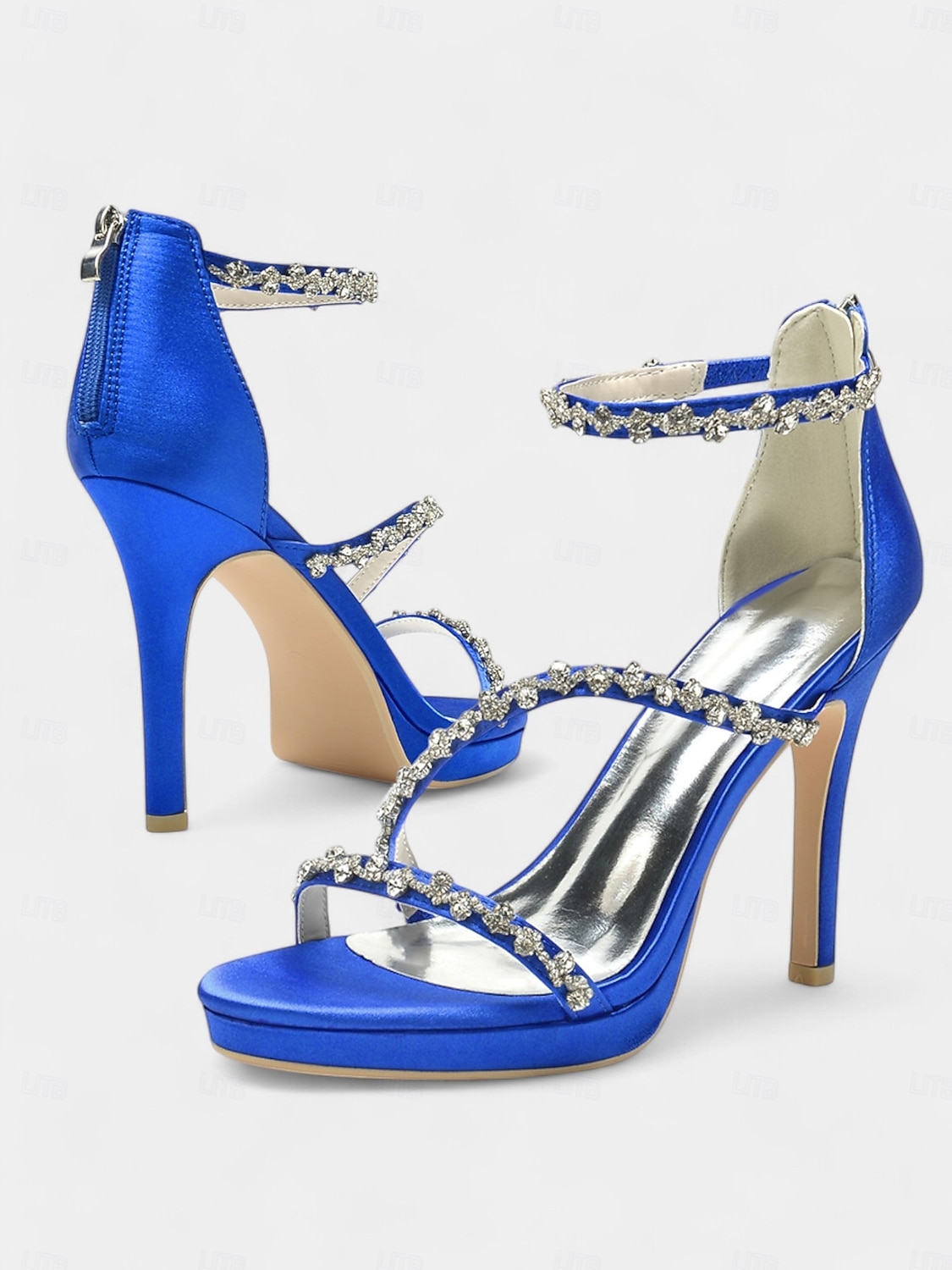 elegante, mit Strasssteinen verzierte Satin-High-Heel-Sandalen für Damen - perfekt für Hochzeiten und formelle Anlässe 2025 - $69.99 –P1
