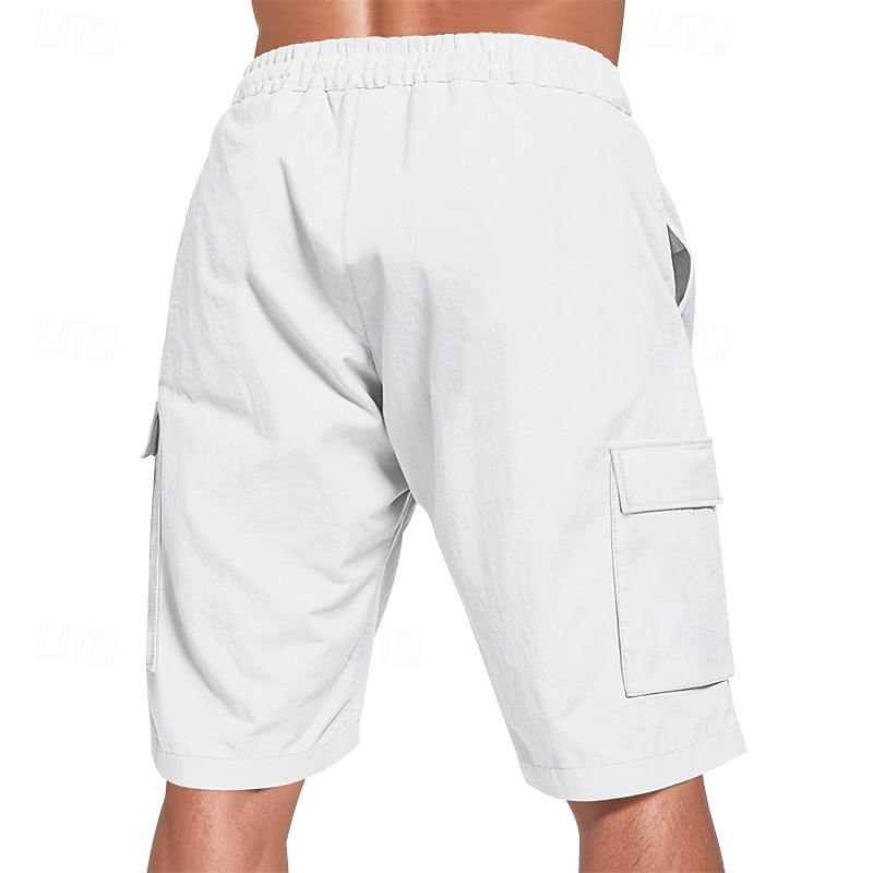 Men's Linen Shorts Summer Shorts Beach Shorts Pocket Drawstring Elastic Waist Plain Comfort Breathable Short Vacation Holiday Beach Hawaiian Boho Black White 2025 - $18.99 –P5