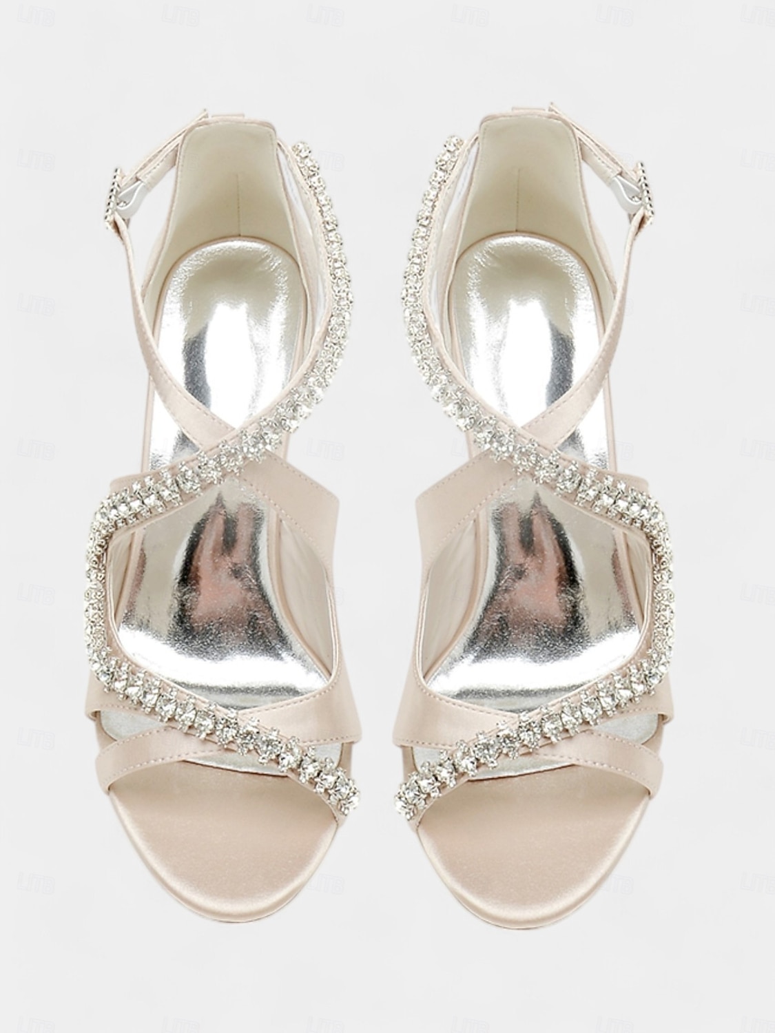 Women's Teal Satin Rhinestone Heeled Sandals – Strappy Cocktail Party Shoes with Block Heels for Weddings & Evening Events 2026 - $79.99 –P2