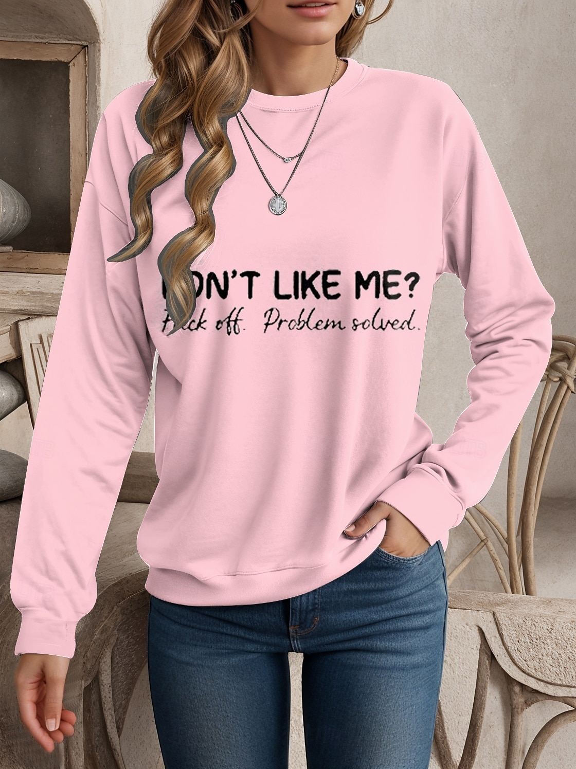 Femme Sweats à Capuche Lettre Décontractées manche longue Col Rond Hauts réguliers Travail Quotidien Casual Imprimer Rose Claire Automne Hiver de 2025 ? $24.99 –P2