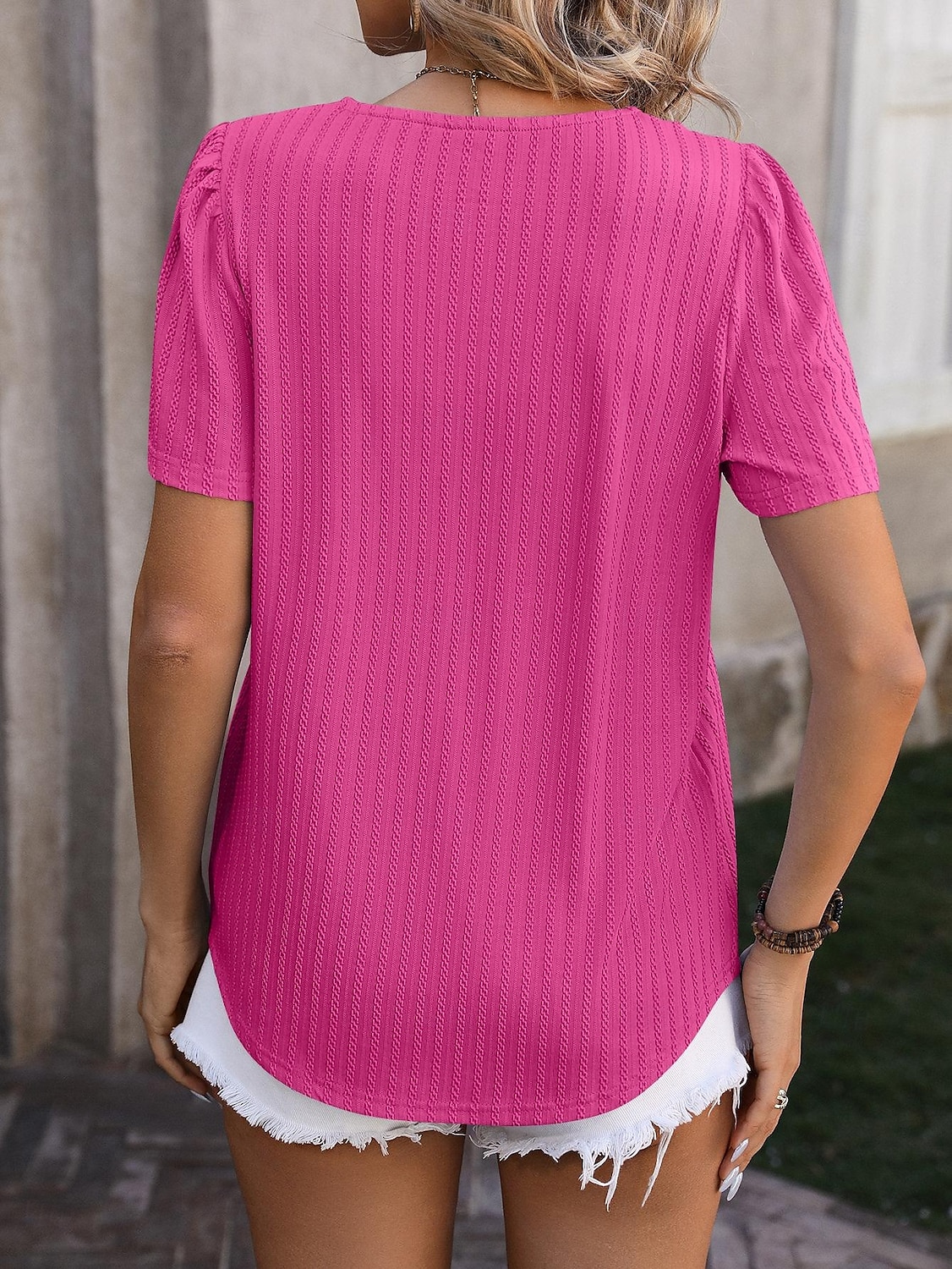 Women's Boho T-shirt Plain Bohemia Stylish Basic Short Sleeve Puff Sleeve Square Neck Regular Tops Daily Going out Weekend Dressy Tunic Black White Light Green Pink Royal Blue Summer 2025 - $21.99 –P17