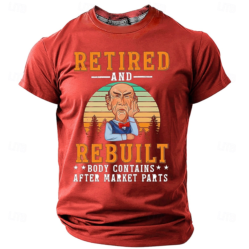 Herren Humorvolles Renten-Grafik T-Shirt "In Rente  umgebaut der Körper enthält Ersatzteile" Lustiges Tee Geschenk 2026 - $19.49 –P6