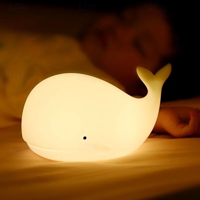 Luz noturna de silicone macio com desenho de baleia - lâmpada de dormir recarregável USB para quarto de crianças, presente perfeito para crianças e amigos de 2025 por $30.99 –P7