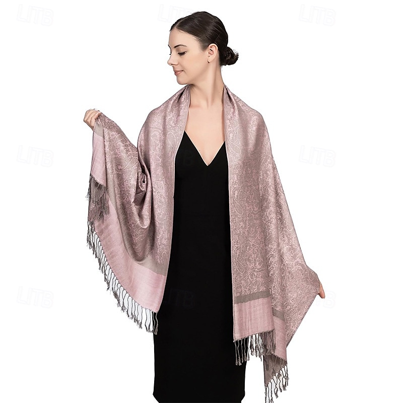 Écharpe châle pashmina en cachemire soyeux Vimate - Écharpe pashmina jacquard double face douce pour femme pour robe de soirée châle de voyage de 2025 ? $26.99 –P44
