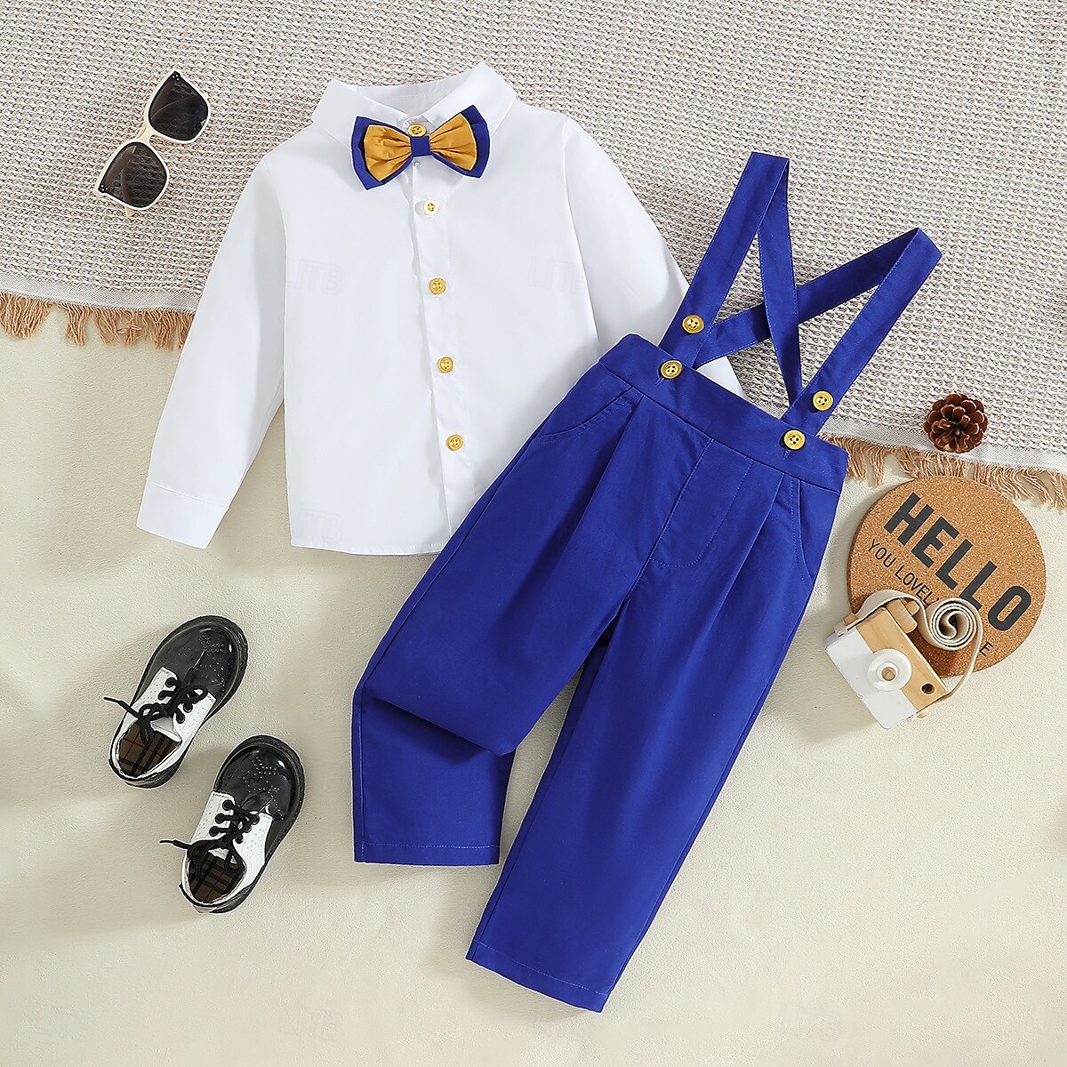 Garçon 3D Couleur unie Nœud Chemise & Pantalon manche longue Automne Décontractées Bébé 1-5 ans Col en V de 2025 ? $26.99 –P1