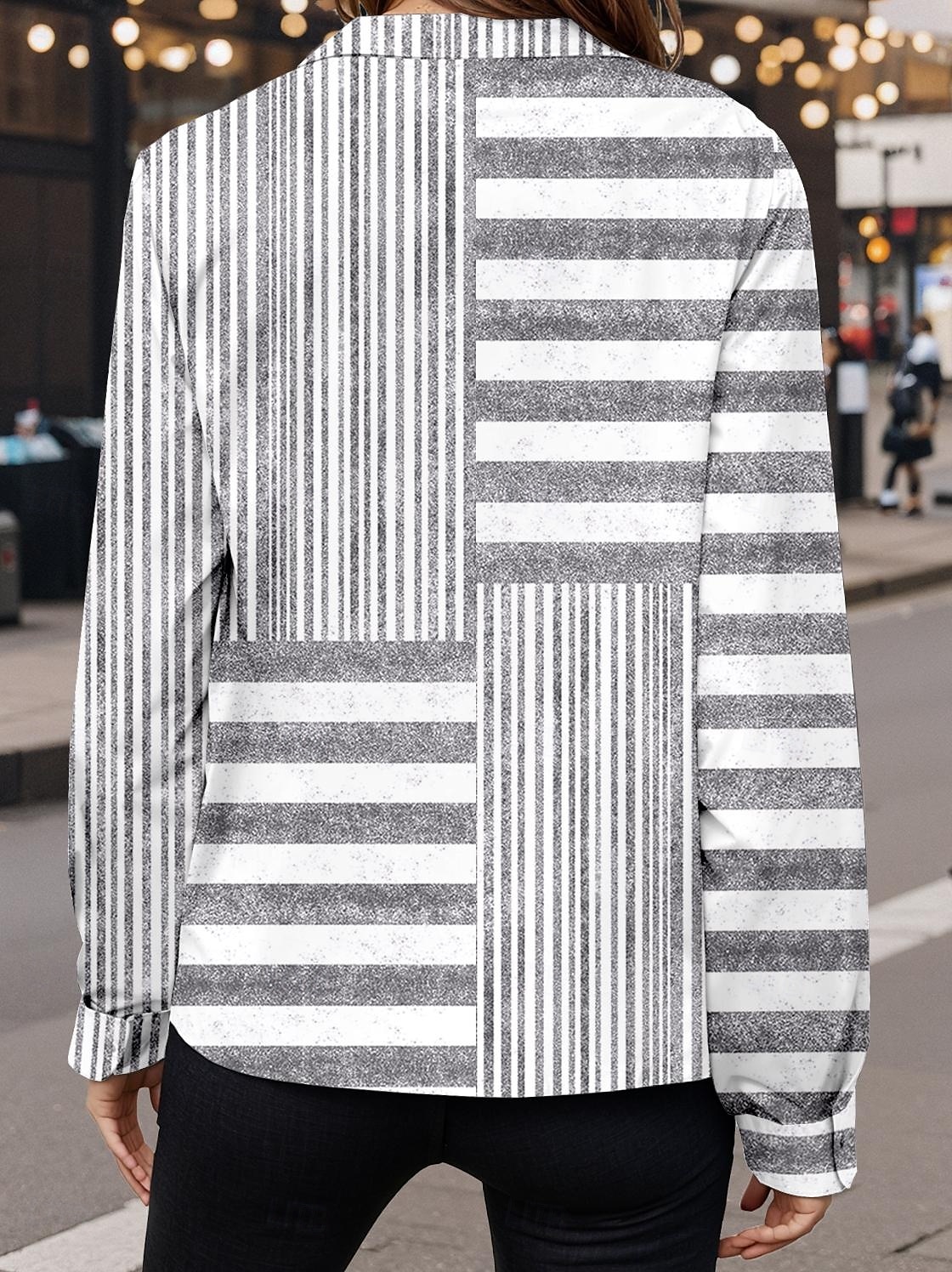 Femmes Chemise Graphique Occasionnel manche longue Col de chemise Hauts Réguliers Travail Quotidien Sortir Boutons Imprimé Rose Claire Gris Clair Printemps Automne Hiver de 2025 ? $32.99 –P2