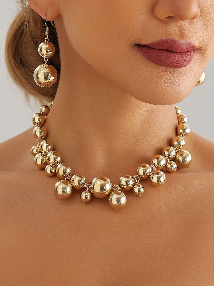 guld statement halsband och örhängen set – djärva bubbeldesignsmycken för kvinnor, perfekta för fester, bröllop och speciella tillfällen 2025 - $9.99 –P1