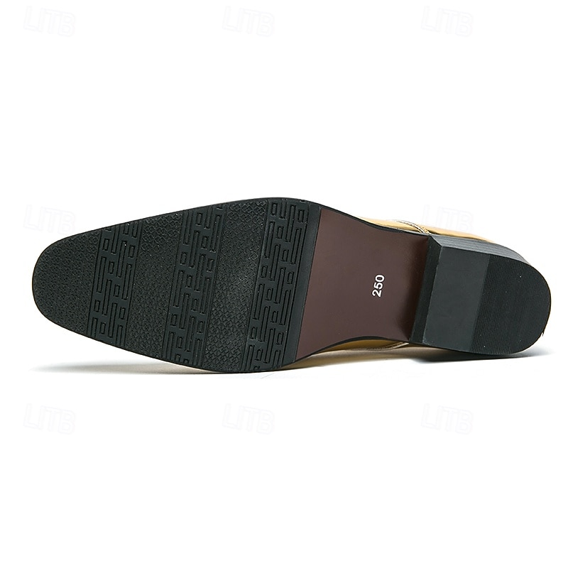 נעלי אוקספורד דמוי עור זהב לגברים עם נצנצים קשת בענן ופרטים משובצים - נעלי סטייטמנט למסיבות, חתונות ואירועים מיוחדים 2026 - $59.99 –P6